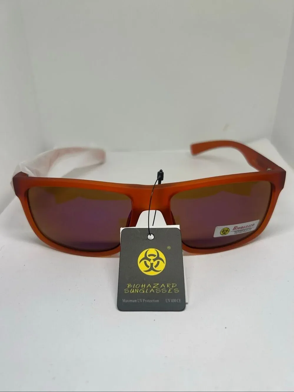 Biohazard Frosted Orange Mirrored UV400 Sunglasses NWT